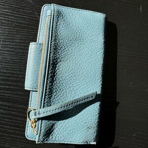 Wallet, Fossil Pebbled Leather Light Blue, Large Wallet